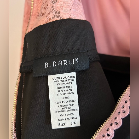 B Darlin Pink and Black Lace Valentine’s Cocktail Dress - Picture 4 of 9